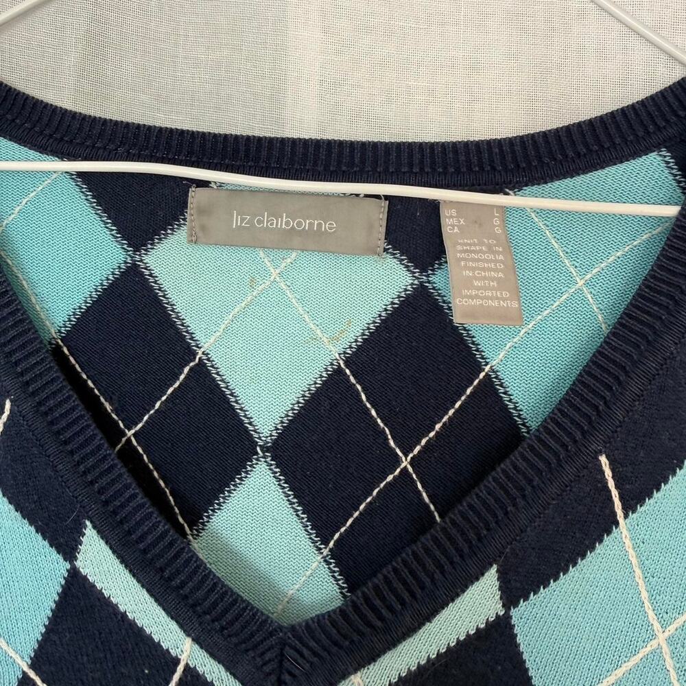 ౨ৎ Liz Claiborne argyle v-neck sweater ⋆౨ৎ - Picture 4 of 5